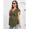 Clearlove 2025 Womens Cotton Blend Maternity Nursing Tops/Shirts Wrap V Neck Tie Back Clothes/Tunic Casual Pregnancy Blouse - 2 of 4