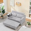 JOYRACER Dual-Function Pull-Out and Push-In Corduroy Sleeper Sofa Bed with Movable Table, 2 pillows and USB Ports, Couch for Small Apartments - 2 of 4