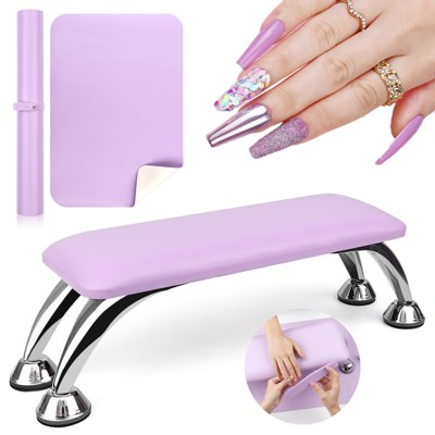 SAVILAND Pro Ergonomic Nail Armrest - Purple Vegan Leather Cushion Pillow for Manicure Tech Station.
