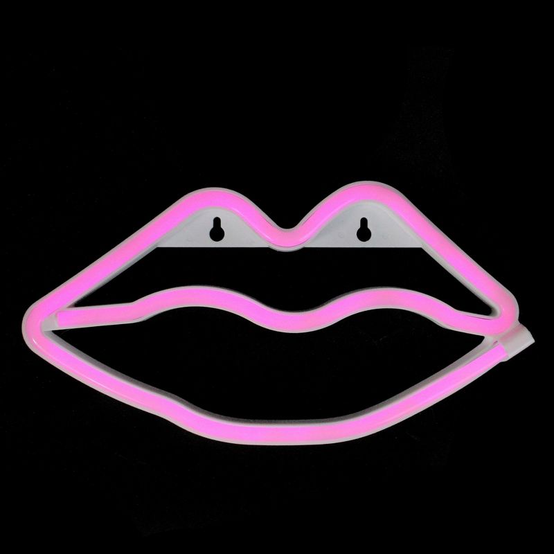 Northlight 10.5" Battery Operated Neon Style LED Valentine's Day Lips Wall Sign - Pink, 2 of 4