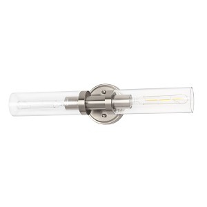 DORESshop 18 in. 2-Light Brushed Nickel Bathroom Sconces with Clear Glass, Bathroom Vanity Light Fixtures, Modern Wall Lights - 1 of 4
