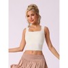 Allegra K Women's Ribbed with Built-In Bra Slim Fit Square Neck Tank Top - 4 of 4