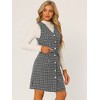 INSPIRE CHIC Women's V Neck Button Front Pockets Vintage Sleeveless Plaid Tweed Pinafore Dress - 3 of 4