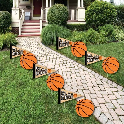 Big Dot of Happiness Nothin' but Net - Basketball Lawn Decorations - Outdoor Baby Shower or Birthday Party Yard Decorations - 10 Piece