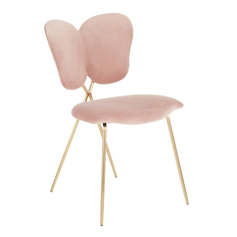 Set of 2 Madeline Contemporary and Glam Chairs Gold/Blush Pink Velvet - LumiSource, 3 of 13