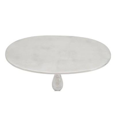 Elegant Silver Aluminum Round Pedestal Accent Table - 18" x 22"