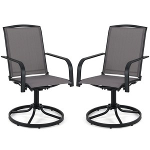 Tangkula Patio Swivel Chairs Set of 2 w/ High Back & Round Metal Base for Backyard - 1 of 4