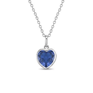 Girls' CZ Birthstone Heart Sterling Silver Necklace - In Season Jewelry - 1 of 1