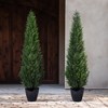 3-5FT Artificial Cedar Topiary Trees for Indoor and Outdoor UV Protection Fake Trees for Home Decor Set of 2 - 4 of 4