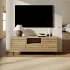 LuxenHome Mid-Century Modern Wave 2-Door 1-Drawer TV Stand with Metal Legs Brown - 4 of 4
