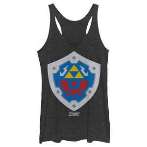 Women's Nintendo Legend of Zelda Link's Awakening Hylian Shield Racerback Tank Top - 1 of 3