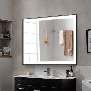 Maxax Modern Space Aluminum Framed Led Lighted Dimmable Anti-Fog Tempered Glass Bathroom / Vanity Mirror - 1 of 4