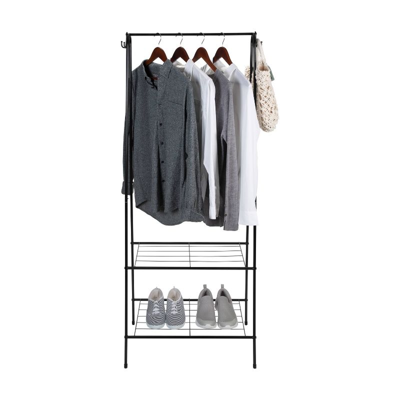 Organize It All Clothing Garment Rack with 2 Shelves and 2 Hooks Black, 6 of 8