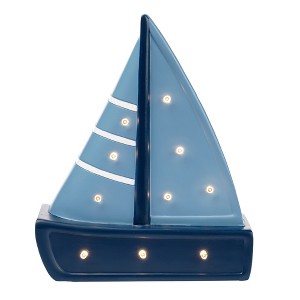 Lambs & Ivy Little Skipper Hand Painted Nautical Sailboat Table Top Lamp/Light - 1 of 4