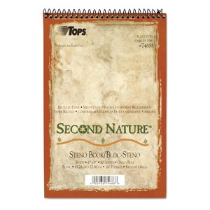 Tops Second Nature Spiral Reporter/Steno Book Gregg 6 x 9 White 80 Sheets 74688 - 1 of 4