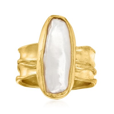 Ross-Simons Cultured Baroque Pearl Ring in 18kt Gold Over Sterling