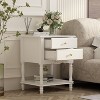 Famapy White European Nightstand with Decorative Floral Carving - image 2 of 4