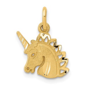 Black Bow Jewelry 14k Yellow Gold Satin and Diamond Cut Unicorn Head Charm - 1 of 4