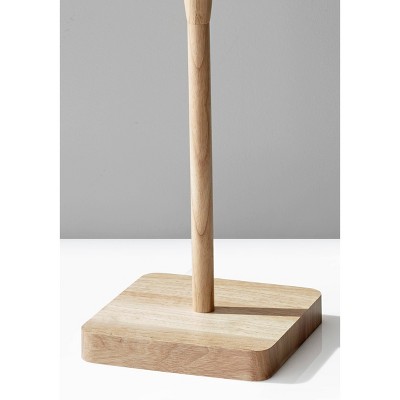 Ellis 58.5" Natural Rubber Wood Floor Lamp with Textured White Shade