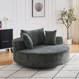 NicBex Couches for Living Room 55''L Chenille Single Swivel Sofa Chair Fluffy Modern Sleeper 360 Degree Swivel Chair with 3 Throw Pillows - 1 of 4