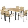 FURNIinspire Dining Sets, Modern Mid-Century Dining Table with 6 Upholstered Chairs for Dining Room Kitchen Apartment, Beige, 28"*26.25"*22.5" - 3 of 4