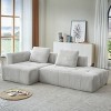 Modular Corduroy Convertible Sectional Sofa with 2 Throw Pillows, L-Shaped Sofa Set, Minimalist Sectional Couch for Living Room – The Pop Home - 2 of 4