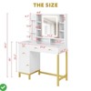 White Vanity Desk Table with Lighted Mirror &Power Outlet 3 Lighting Modes Brightness Adjustable - 3 of 4