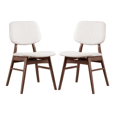 HOMES: Inside + Out Set of 2 Aspen Grove Mid-Century Modern Boucle Dining Chairs Walnut