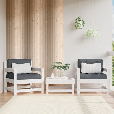 VidaXL Patio Chairs with Cushions 2 pcs White Solid Wood Pine