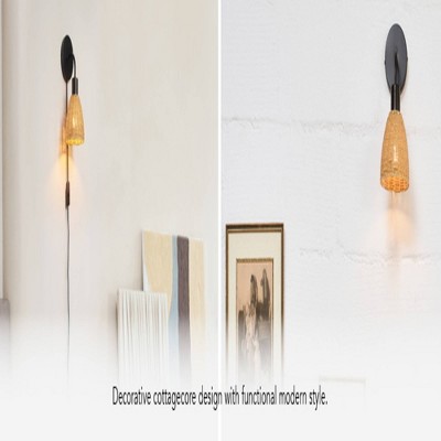 Briar 1-Light Plug-In or Hardwire Wall Sconce with Rattan Shade - Globe Electric