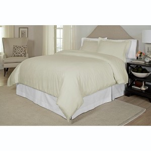Pointehaven 300 Thread Count 100% Combed Cotton Tone on Tone Printed Sateen Duvet Set - 1 of 2