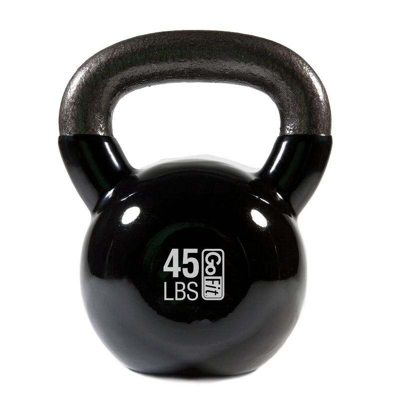 GoFit Classic PVC Kettlebell with DVD and Training Manual - Black 45lbs, 1 of 7