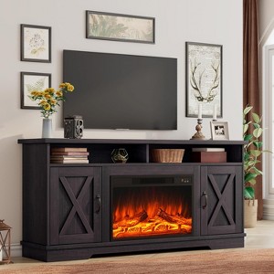 63" Farmhouse TV Stand with 26" Fireplace - 1 of 4