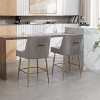 SEYNAR Modern Velvet 39'' H Metal Leg Counter or Bar Stools Set of 2 - 3 of 4