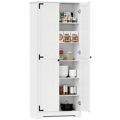HOMCOM 72" Farmhouse Pantry Cabinet with Storage, Food Pantry Cabinet with Adjustable Shelves, Tall Storage Cabinet with 2 Doors