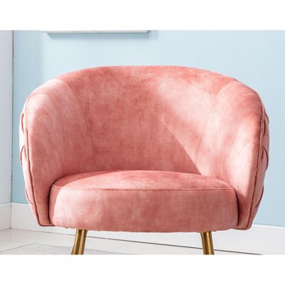 NicBex Velvet Accent Chair,Upholstered Living Room Chairs with Curved Button-Tufted Back and Metal Legs,Cozy Armchair,Club Chairs for Living Room