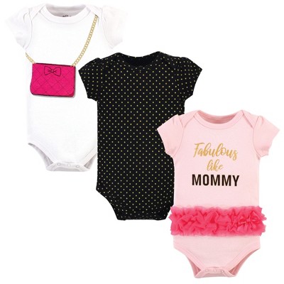 Image of Little Treasure Baby Girl Cotton Bodysuits 3pk, Fabulous, 0-3 Months