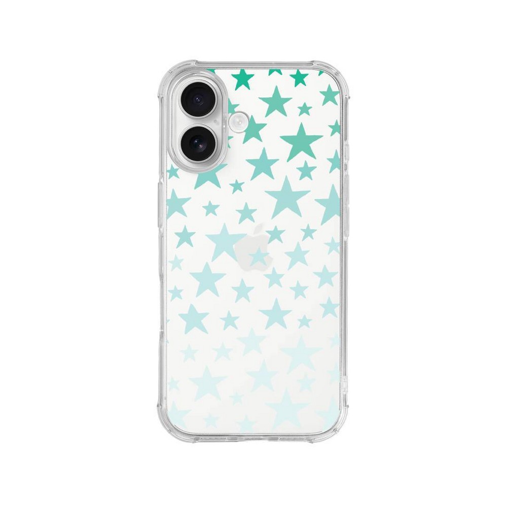 Centon iPhone 16 'Aqua Rainbow Star' Printed Case Tough Edge - Clear: TPU Material, Abstract Design