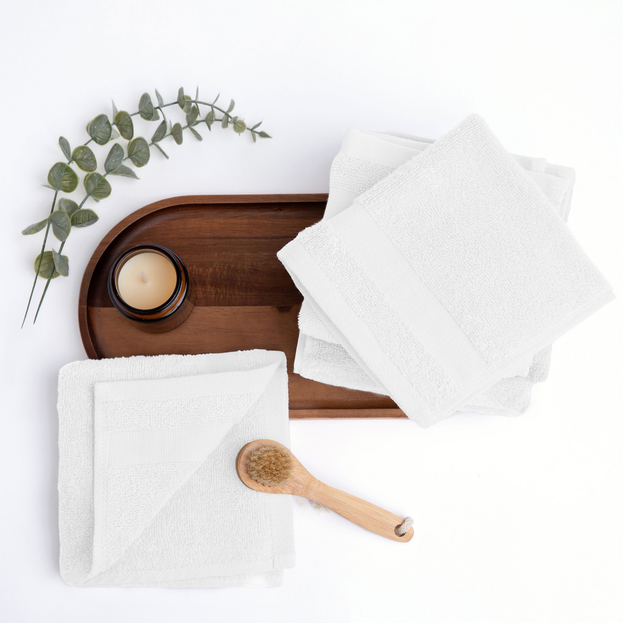 Washcloth Sets, Hotel-Quality Bath - 100% Ring Spun Cotton, Ultra Plush, Absorbent, 6 Pack, White