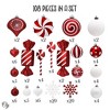 108pc Premium Christmas Candy Red and White Large Ornament Set, Playful Candy Cane Bauble Bundle| OrnamentallyYou - 2 of 4