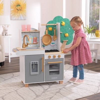Details about   Wooden Kitchen Toy Pretend Play Set for Kids with Chalkboard and Accessories 