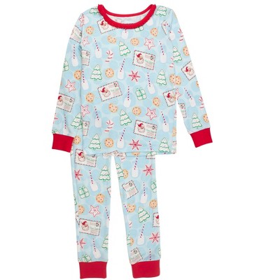 RuffleButts SoftSnooze Girls Holiday Ruffle Long Sleeve Pajama Set