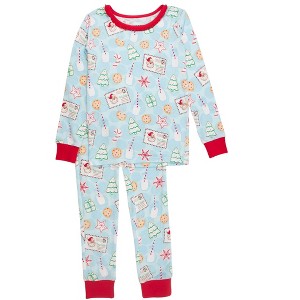 RuffleButts SoftSnooze Girls Holiday Ruffle Long Sleeve Pajama Set - 1 of 2