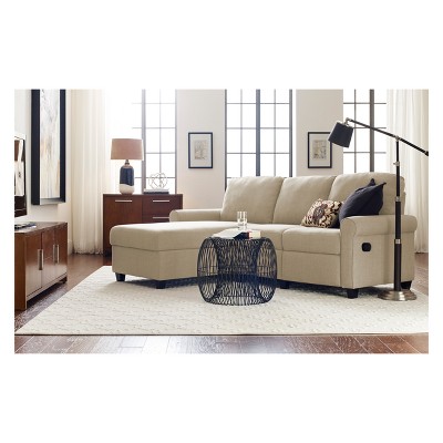 Copenhagen 60'' Beige Fabric Sectional with Storage and Rolled Arms