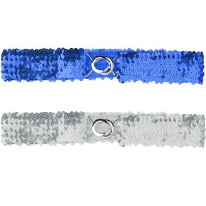 Allegra K Women's Halloween Skinny Stretchy Waist Belts Sequins Decor Elastic Belts for Dresses 2Pcs - 1 of 4
