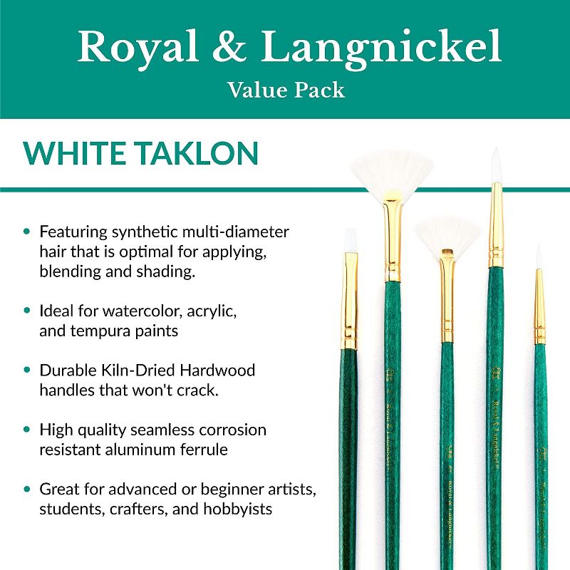 Royal Langnickel White Bristle Long Handle Value Pack Brush -12/Pkg, 4 of 8