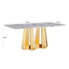 Modern 70'' Faux Marble Dining Table with Gold Stainless Steel Base, Large Rectangular High Gloss Table for Kitchen or Dining Room – The Pop Home - 4 of 4