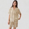 Anna-Kaci Lounge Women's Soft Floral Print Pajama Set with Short Sleeve Button-Up Top and Relaxed Fit Lounge Shorts - 2 of 4