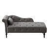 Beautyolove 60.6" Velvet Chaise Lounge Buttons Tufted Nailhead Trimmed Solid Wood Legs with 1 Pillow,Grey - 4 of 4