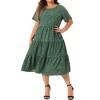 Agnes Orinda Women's Plus Size Babydoll Polka Dots Short Sleeve Layered Midi Dress - 2 of 4